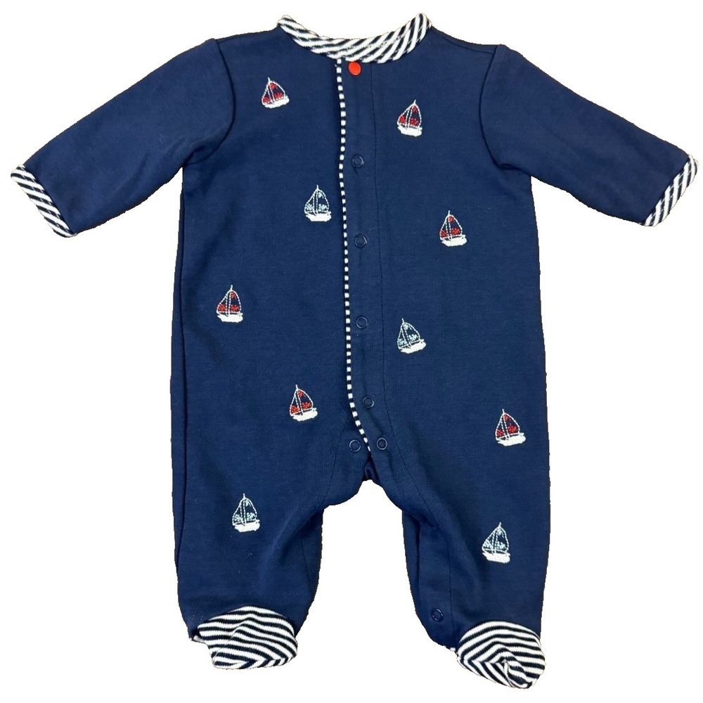 Little Me Newborn Baby Boy Sleeper Reborn Doll Sailboat Embroidered Nautical